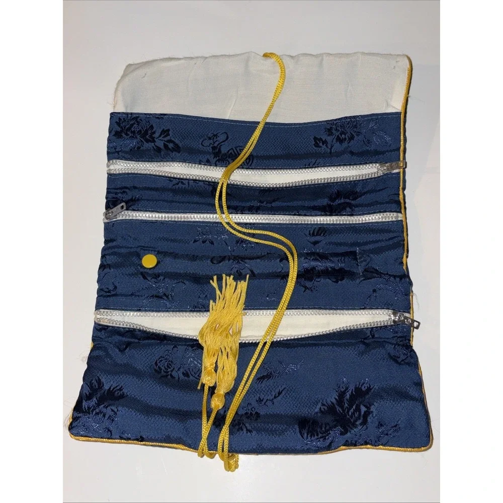 Vintage Travel Jewelry Organizer Roll Foldable Jewelry Storage Holder Tapestry